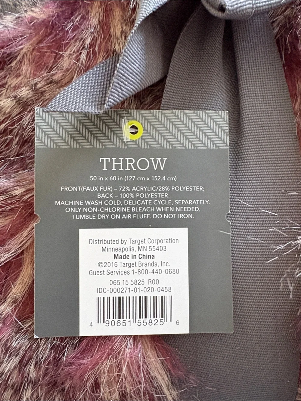 Threshold Faux Fur Throw - Burgundy and Gray Mix